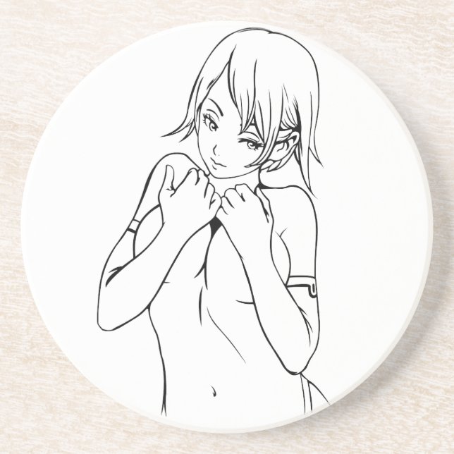 Cute Anime Girl, Black Underlägg (Framsidan)