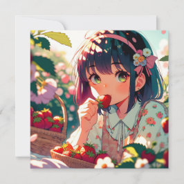 Cute Anime Girl Eating Strawbär | Sommardag
