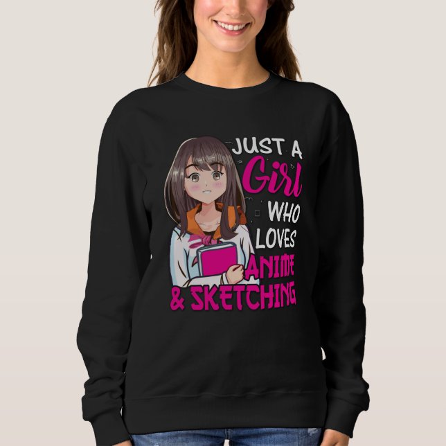 Cute Anime Girl | för Anime & Sketching Älskare T Shirt (Framsida)