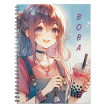 Cute Anime Girl Holding a Boba Tea