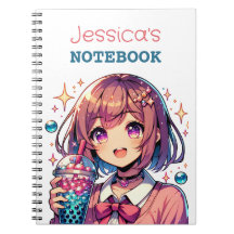 Cute Anime Girl Holding Bubble Tea Personlig