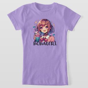 Cute Anime Girl Holding Bubble Tea T Shirt