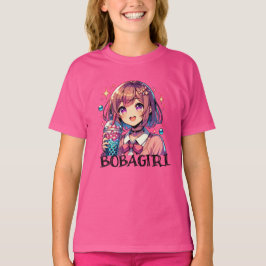 Cute Anime Girl Holding Bubble Tea T Shirt