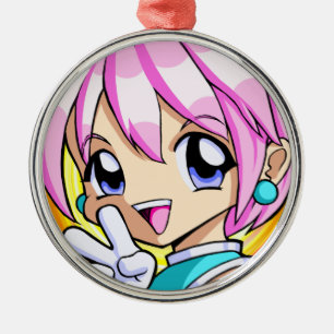 Cute Anime Girl Julgransprydnad Metall