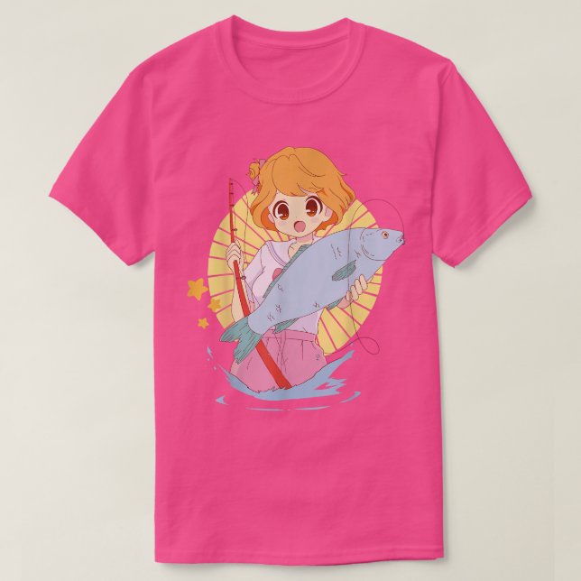 Cute Anime Girl Kärlek som fiskar efter flickor To T Shirt (Design framsida)