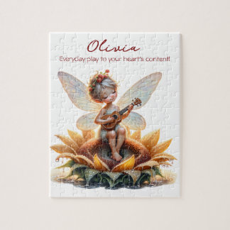 Cute Anime Girl med Ukulele på Solros Pussel