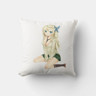 Cute Anime Girl Pillow Art – Soft Aesthetic Waifu  Kudde