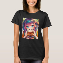 Cute Anime Girl som äter en jordnötssmör och gelég T Shirt