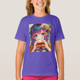 Cute Anime Girl som äter en jordnötssmör och gelég T Shirt