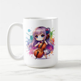 Cute Anime Girl spelar Cello Player Kaffemugg