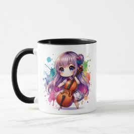 Cute Anime Girl spelar Cello Player Mugg