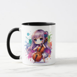 Cute Anime Girl spelar Cello Player Mugg
