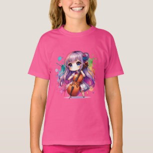 Cute Anime Girl spelar Cello Player T Shirt