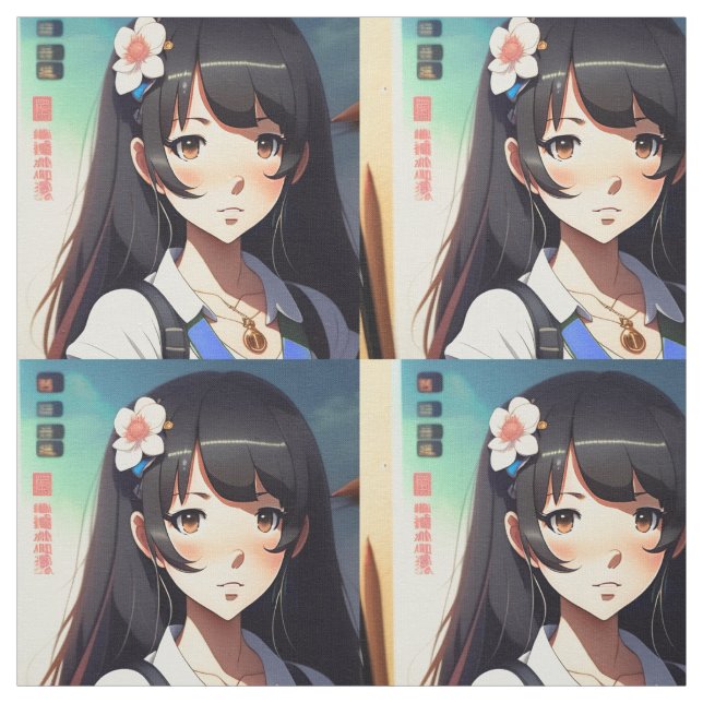 Cute Anime Girl Tyg (Provkarta)