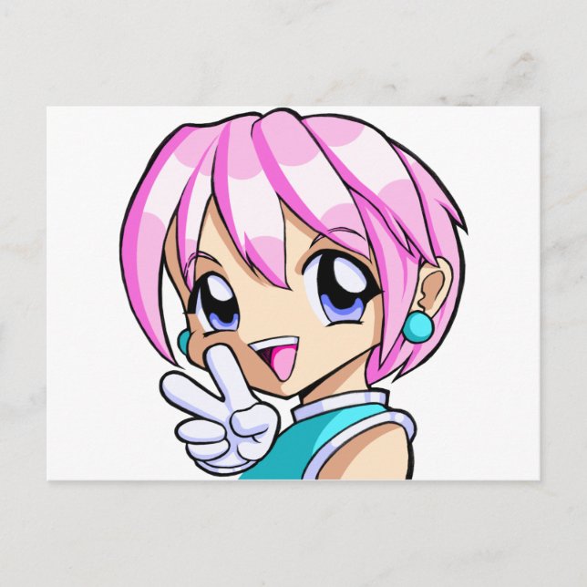 Cute Anime Girl Vykort (Framsida)