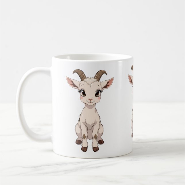 Cute Anime Goat med Big Ögon Kaffemugg (Vänster)