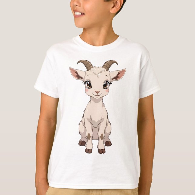 Cute Anime Goat med Big Ögon T Shirt (Framsida)