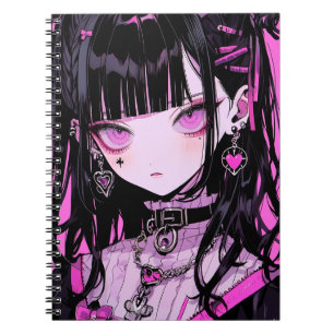 Cute Anime Goth Girl Anteckningsbok