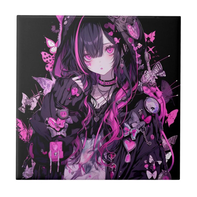 Cute Anime Goth Girl Kakelplatta (Framsidan)