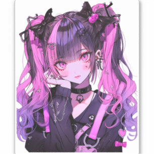Cute Anime Goth Girl Klistermärken