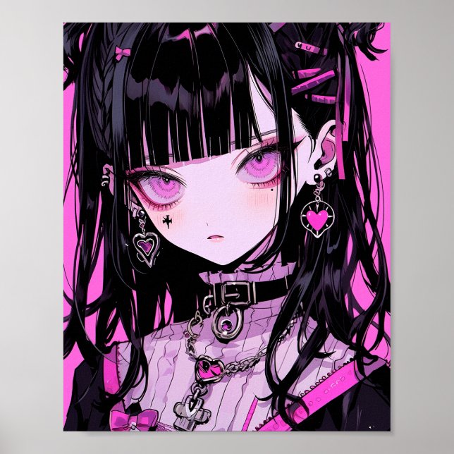 Cute Anime Goth Girl Poster (Framsidan)