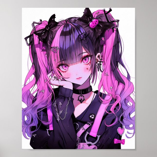 Cute Anime Goth Girl Poster (Framsidan)