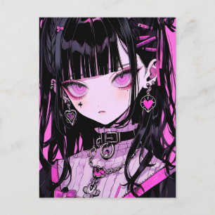 Cute Anime Goth Girl Vykort