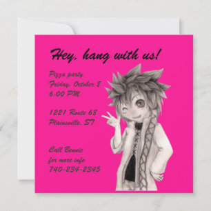 Cute Anime Guy, Original Teckning Inbjudningar