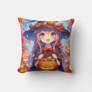 Cute Anime Halloween Witch Kudde