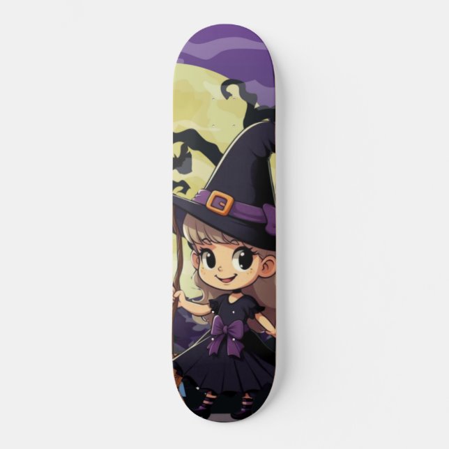 Cute Anime Halloween Witch Mini Skateboard Bräda 18,5 Cm (Framsida)