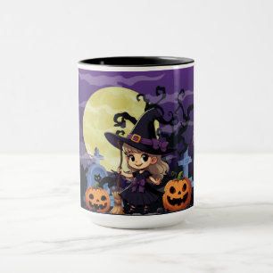 Cute Anime Halloween Witch Mugg