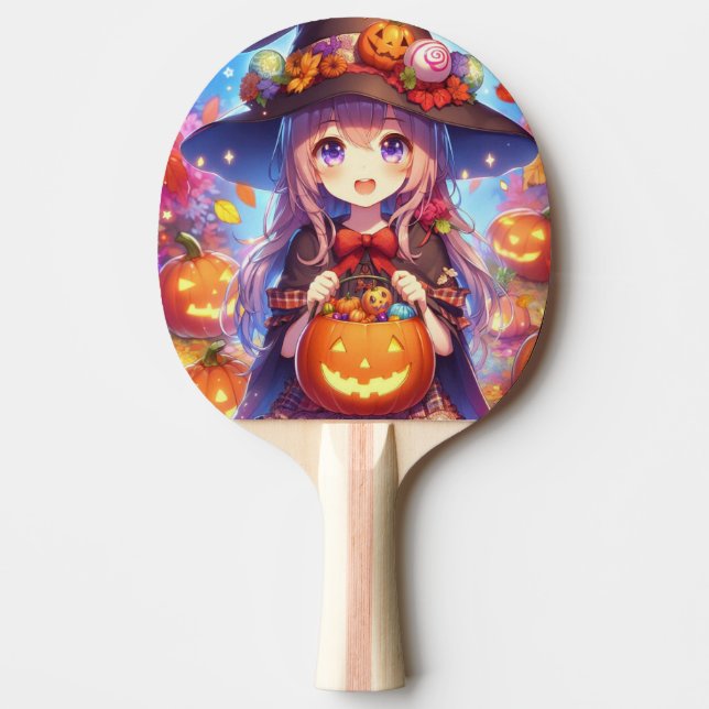 Cute Anime Halloween Witch Pingisracket (Framsidan)