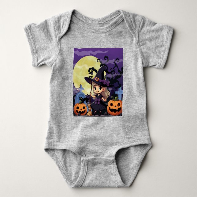 Cute Anime Halloween Witch T Shirt (Framsida)