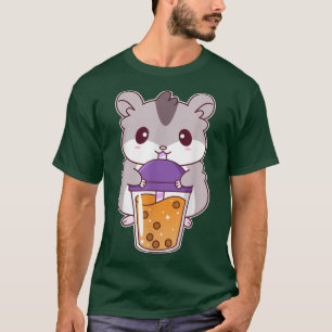 Cute Anime Hamster Drinking Boba Tea Kawaii T Shirt