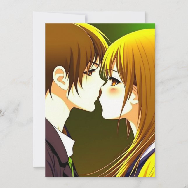 Cute Anime par Bröllop Inbjudningar (Framsida)