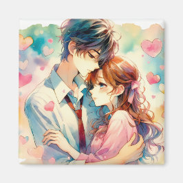 Cute Anime par i Kärlek Magnet