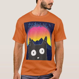 Cute Anime Retro Kitten Neko Synthwave Japan 80s M T Shirt