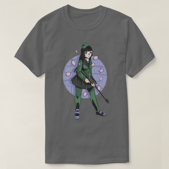 Cute Anime Sniper Girl Sakura Cherry Blommars Wai T Shirt (Design framsida)