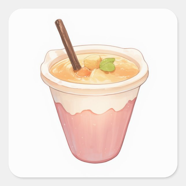 Cute Anime Sticker Fyrkantigt Klistermärke (Framsida)