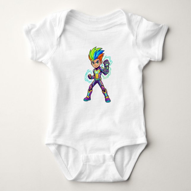 Cute Anime Superhero Baby Bodysuit - Colorful Cart T Shirt (Framsida)