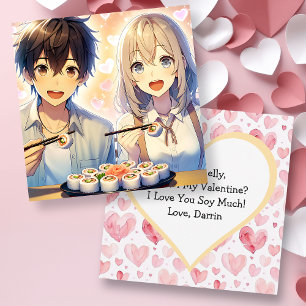 Cute Anime Sushi Pun Valentine Day Inbjudningar