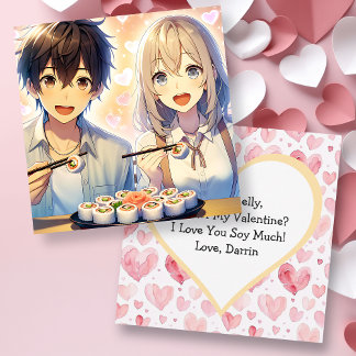 Cute Anime Sushi Pun Valentine Day Inbjudningar