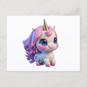 Cute Anime Tecknad Unicorn Vykort