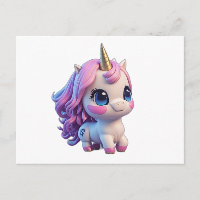Cute Anime Tecknad Unicorn Vykort (Framsida)