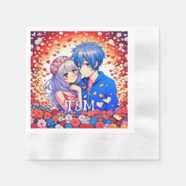 Cute Anime Thned Bröllop Pappersservett