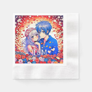 Cute Anime Thned Bröllop Pappersservett