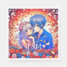 Cute Anime Thned Bröllop Pappersservett