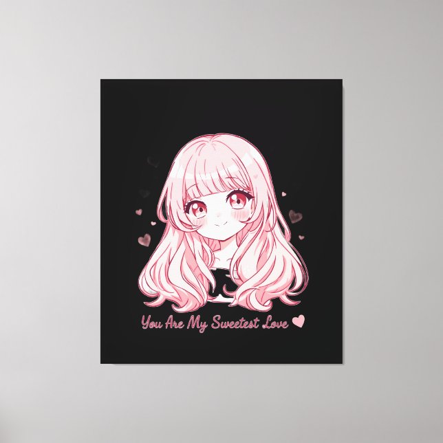 Cute Anime Valentine Sweatshirt Canvastryck (Framsida)