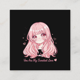 Cute Anime Valentine Sweatshirt Fyrkantigt Visitkort