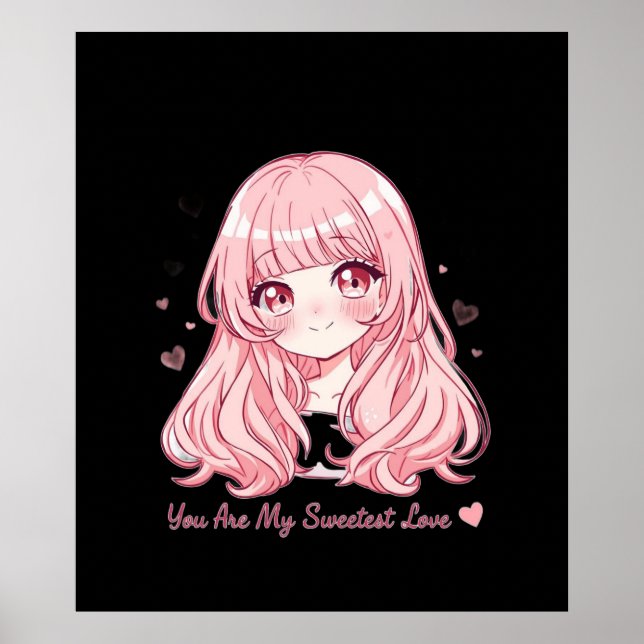 Cute Anime Valentine Sweatshirt Poster (Framsidan)